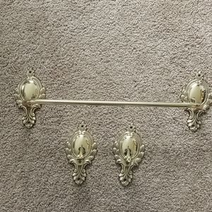 BRASS TOWEL BAR AND SHELF HOLDER